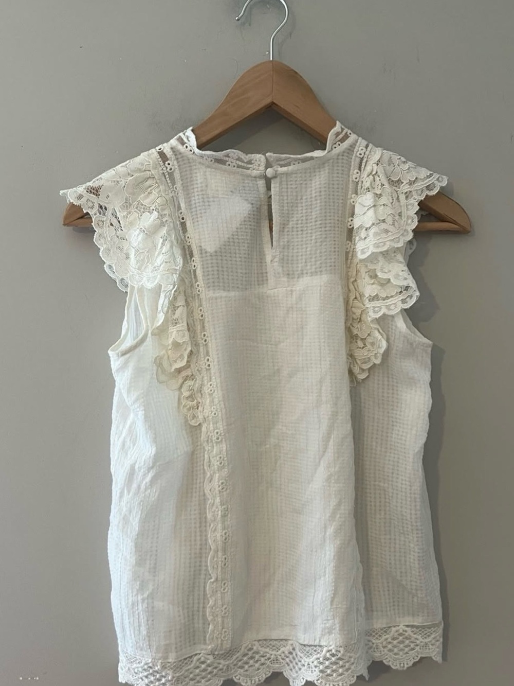 Anthropologie x Maeve Victoria Blouse white lace sleeveless - Picture 7 of 7
